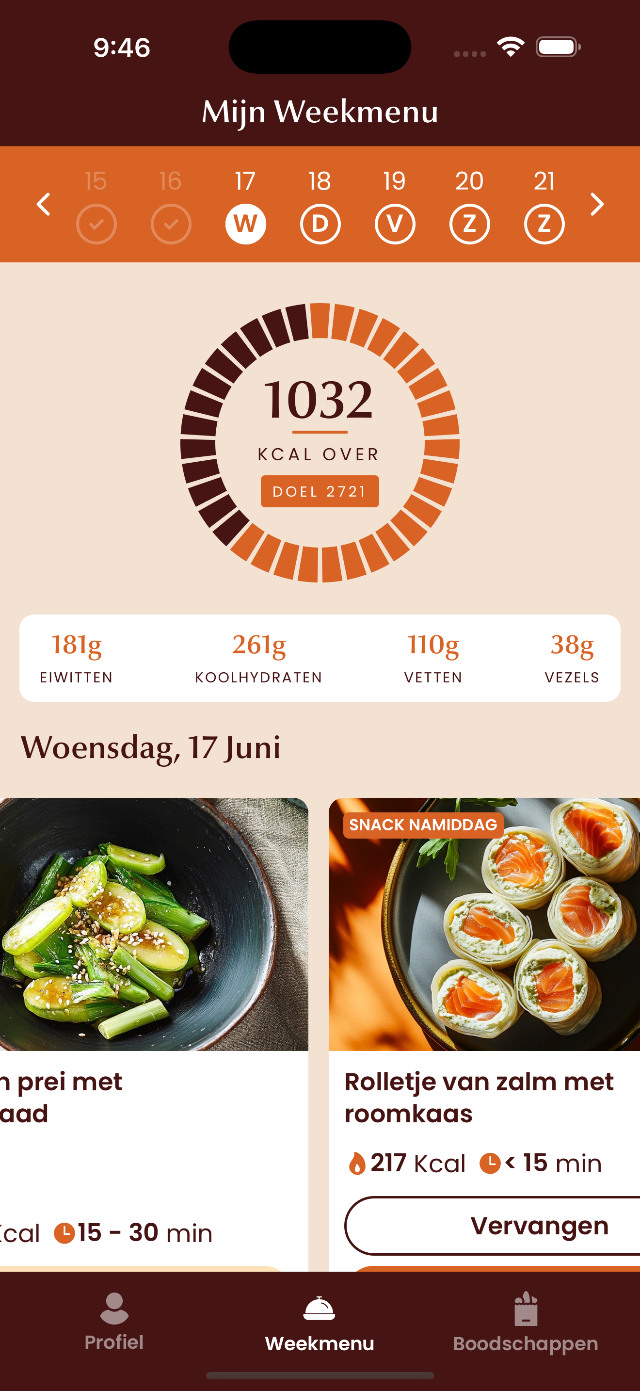 Stap 2 — Weekmenu's